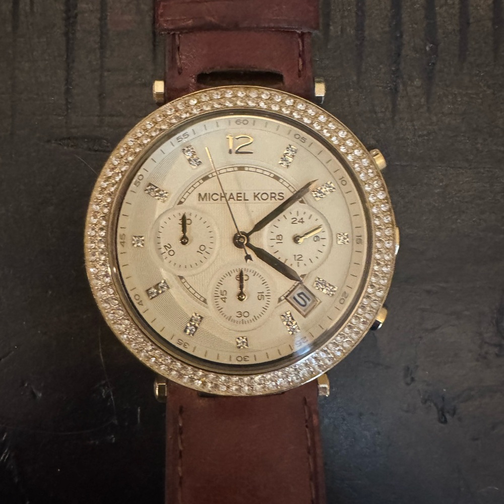 Michael Kors Gold-Tone Watch with Rich Brown Strap